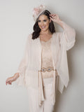 Blush Beaded Tab Shrug (with a hat)