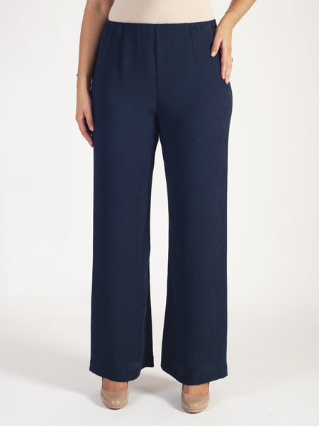 Navy Fine Crinkle Trouser