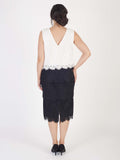 Black Eyelash Trim Multi Layer Scallop Lace Dress