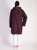 Pink Dot/ Hot Pink Buttoned Reversible Raincoat