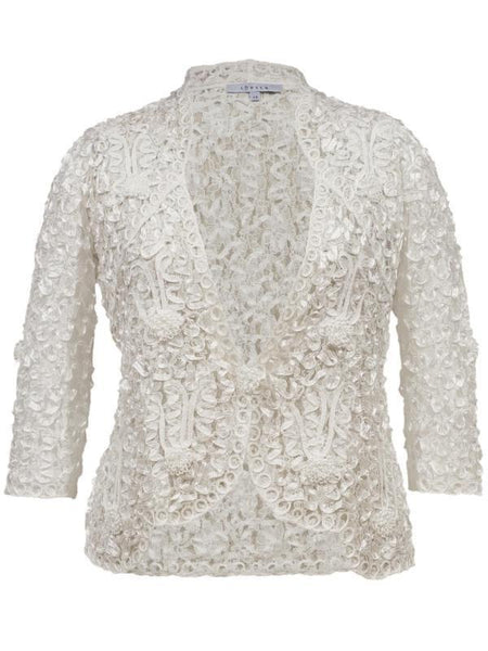Ivory Lace with Cornelli Embroidered Trim Jacket | Chesca