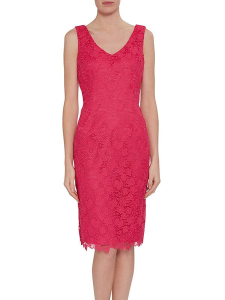 Rose Pink Scallop Trim Lace Dress