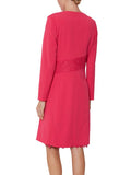 Rose Pink Collarless Lace Trim Edge To Edge Coat