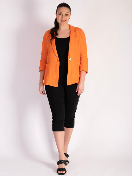 Orange Linen Jacket with Lace Back Panel