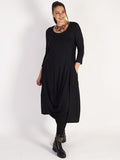 Black Draped Jersey Dress